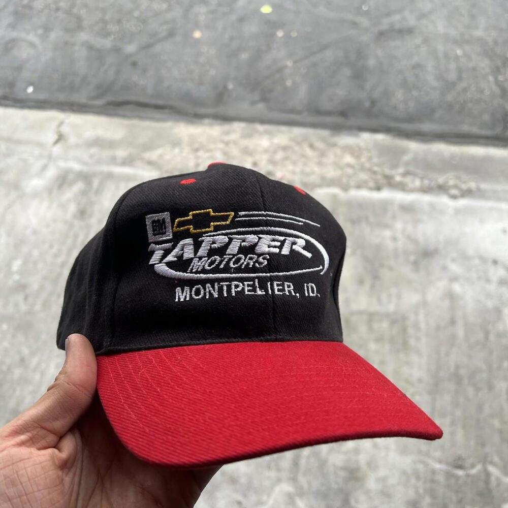 Vintage GM General Motors Hat Cap Strap Back Black 90s Chevy Idaho